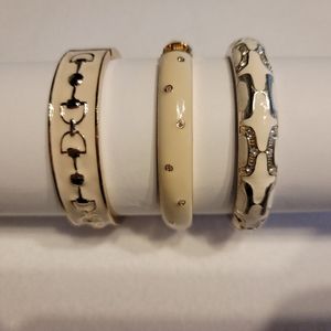 Cream and Gold hinged cuff Bracelets